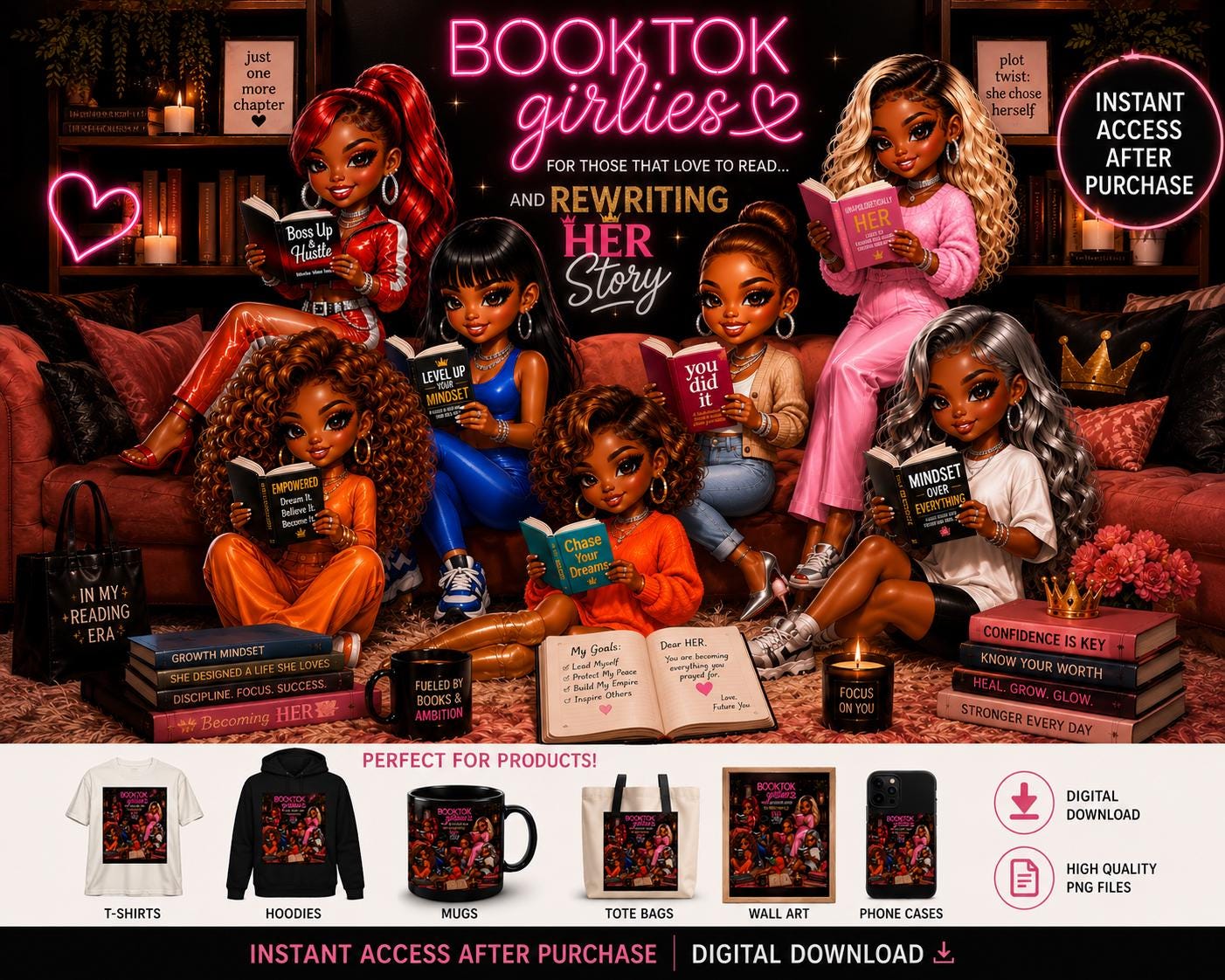 cute booktok black girl png downloads