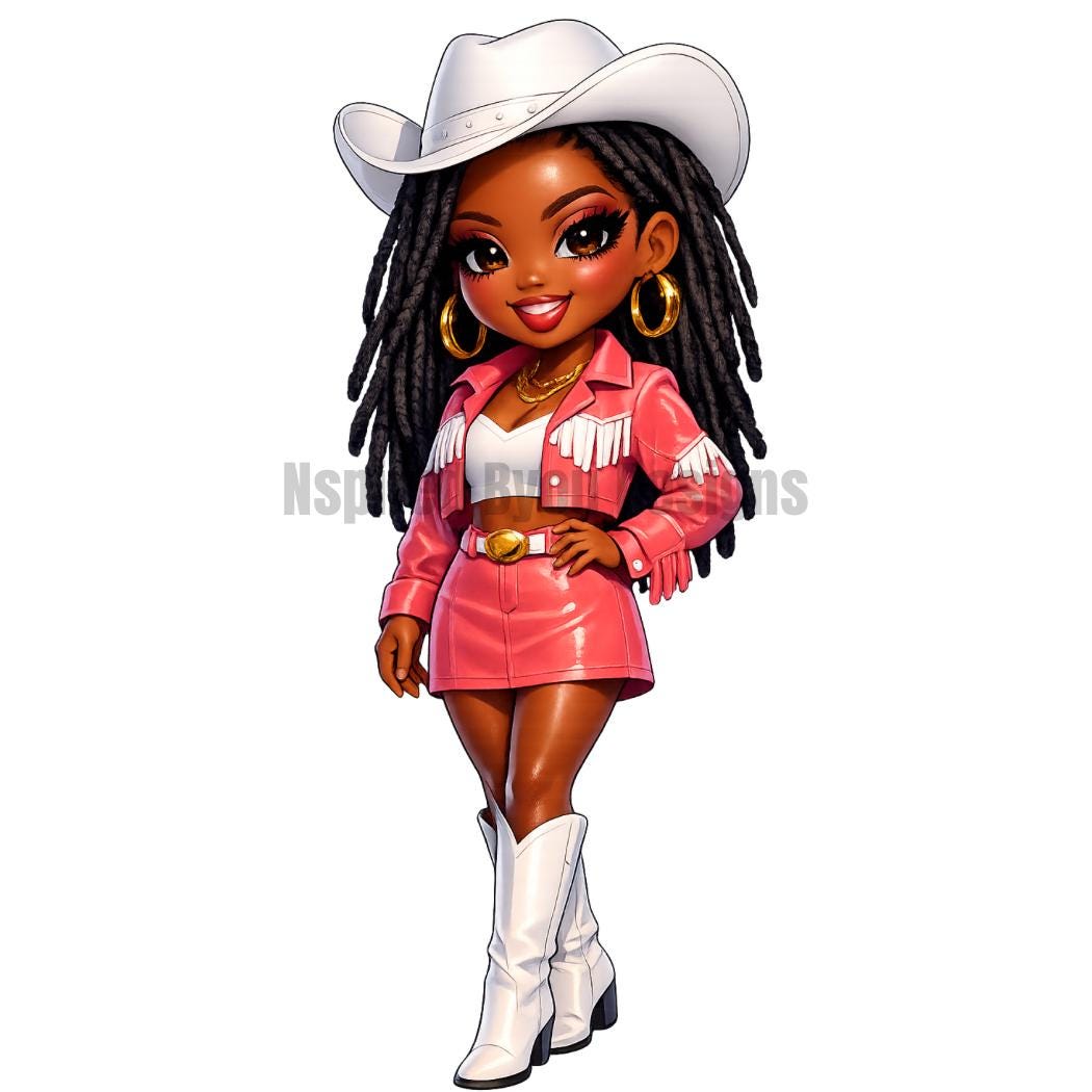 Black Cowgirl PNG | Western Chibi Girl Clipart | Cute AI Cowgirl Sublimation Designs | Digital Download for Shirts Tumblers Stickers - Inspired BYou Home Decor