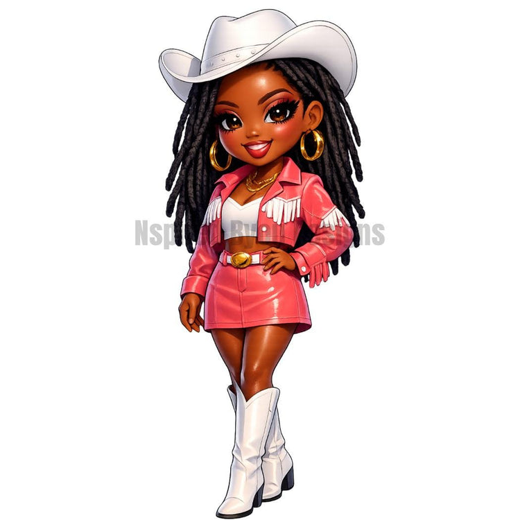 Black Cowgirl PNG | Western Chibi Girl Clipart | Cute AI Cowgirl Sublimation Designs | Digital Download for Shirts Tumblers Stickers - Inspired BYou Home Decor