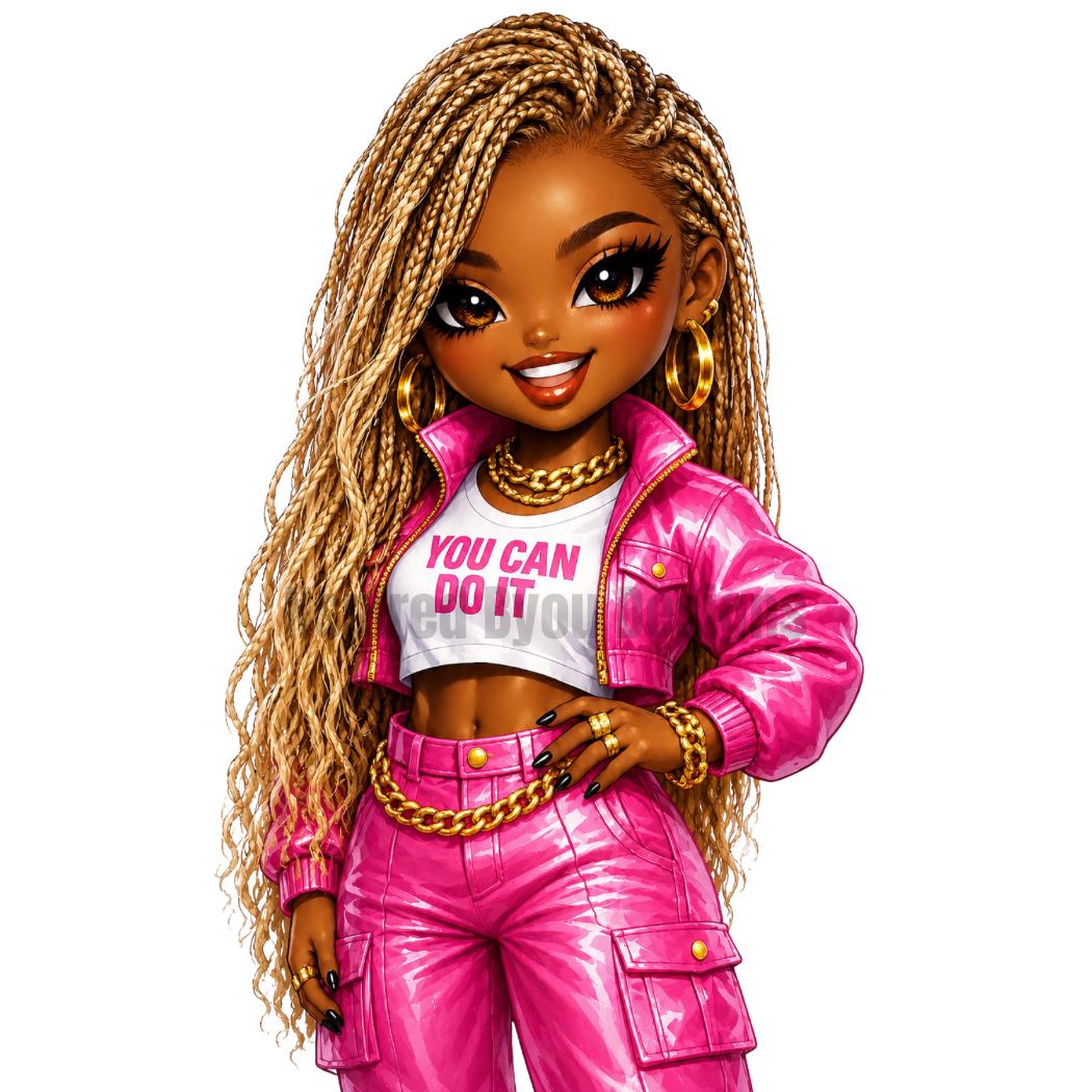 Black Girl AI Character PNG Collec | You Can Do It Inspo Collection | Motivational Afro Girl Clipart | Sublimation Designs | Tumbler PNG Set - Inspired BYou Home Decor