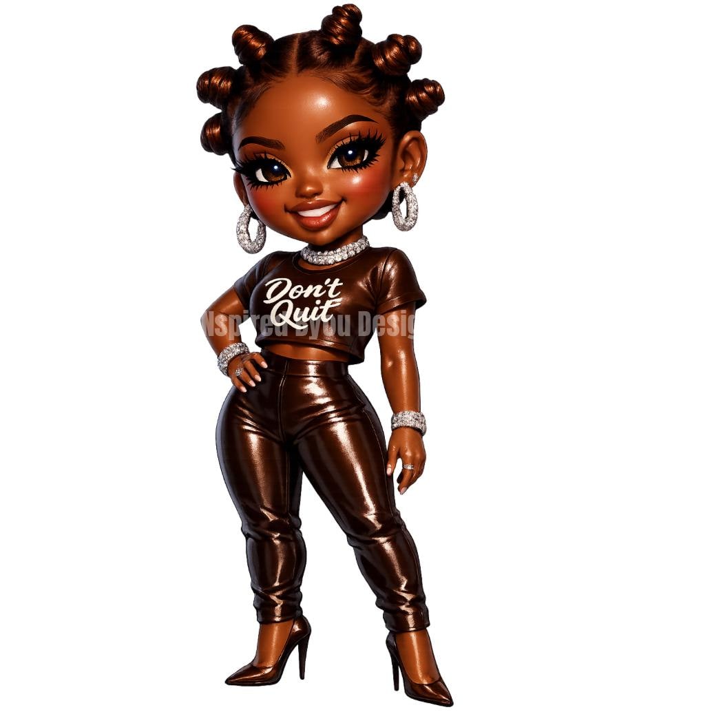 black girl motivational stickers and clip art, digital downloads ready for instant use