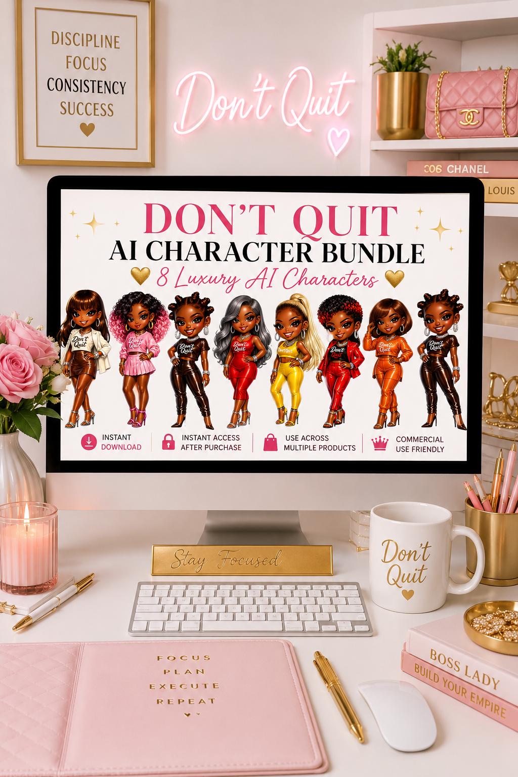 black girl motivational stickers and clip art, digital downloads ready for instant use