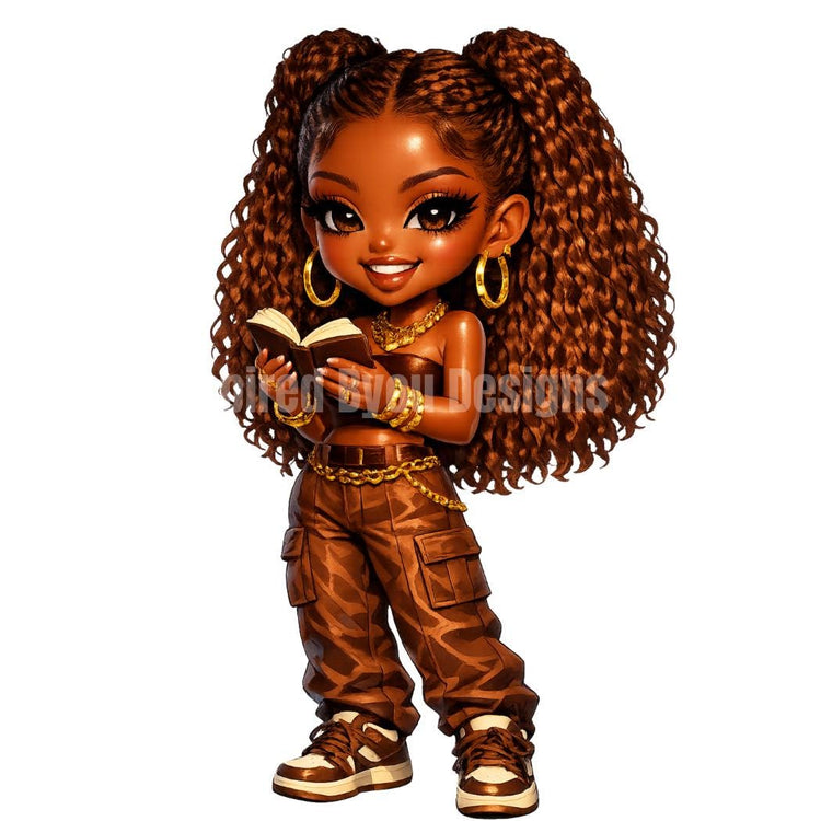 BookTok Girlies AI Character Collection PNG Bundle | Black Girl Digital Clipart | Cute AI Girls | Sublimation Designs