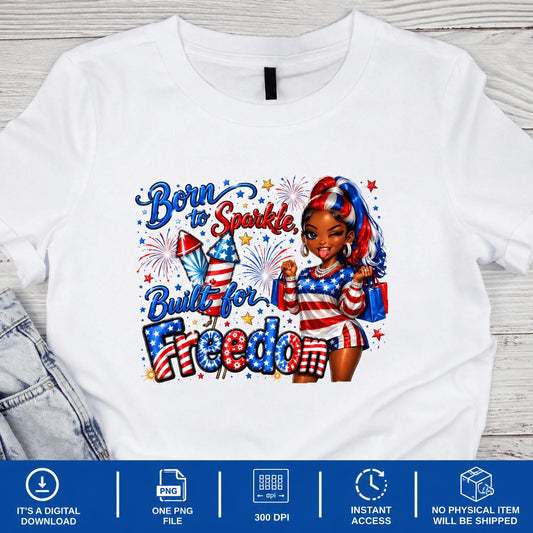 Fourth of July design black girl