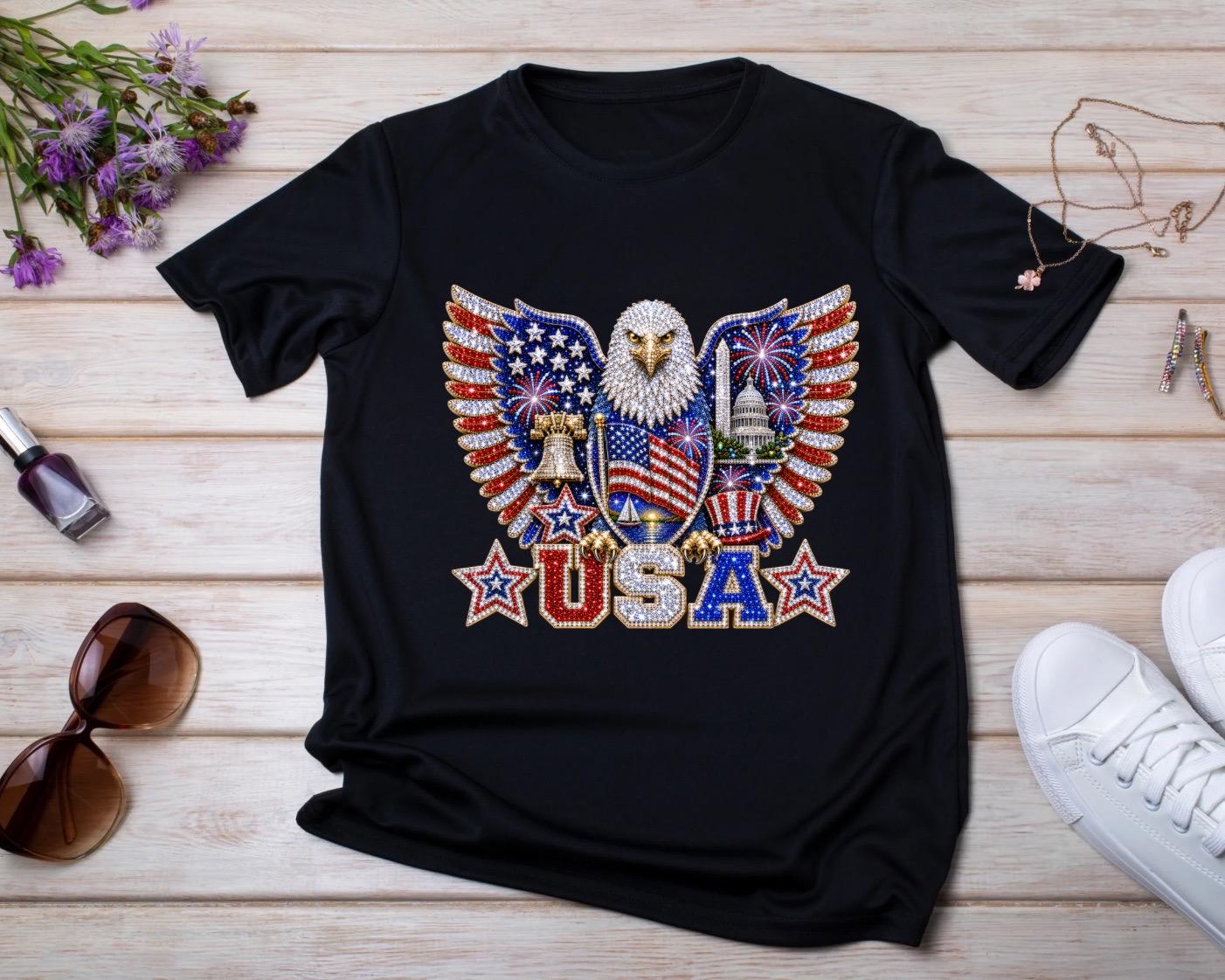 Faux bling Fourth of July eagle design