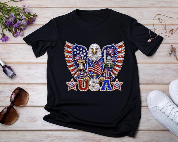 Faux bling Fourth of July eagle design