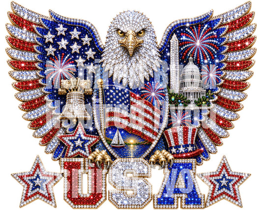 Faux bling Fourth of July eagle design