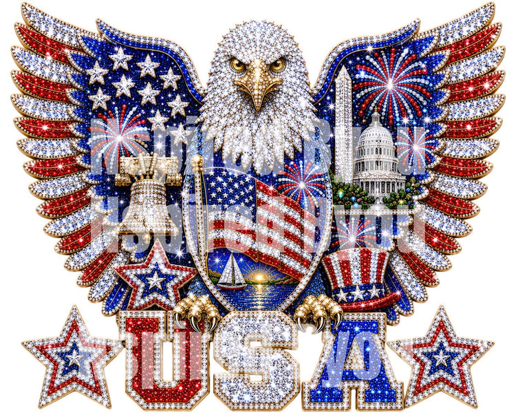 Faux bling Fourth of July eagle design