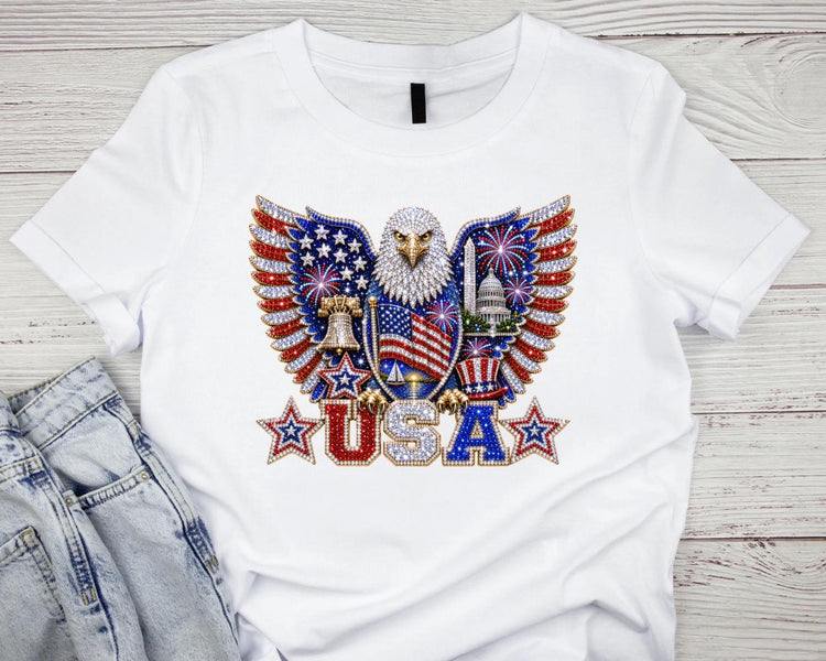 Faux bling Fourth of July eagle design