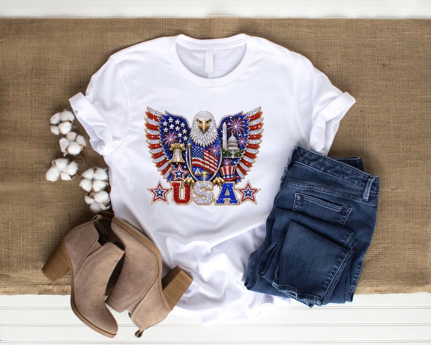 Faux bling Fourth of July eagle design