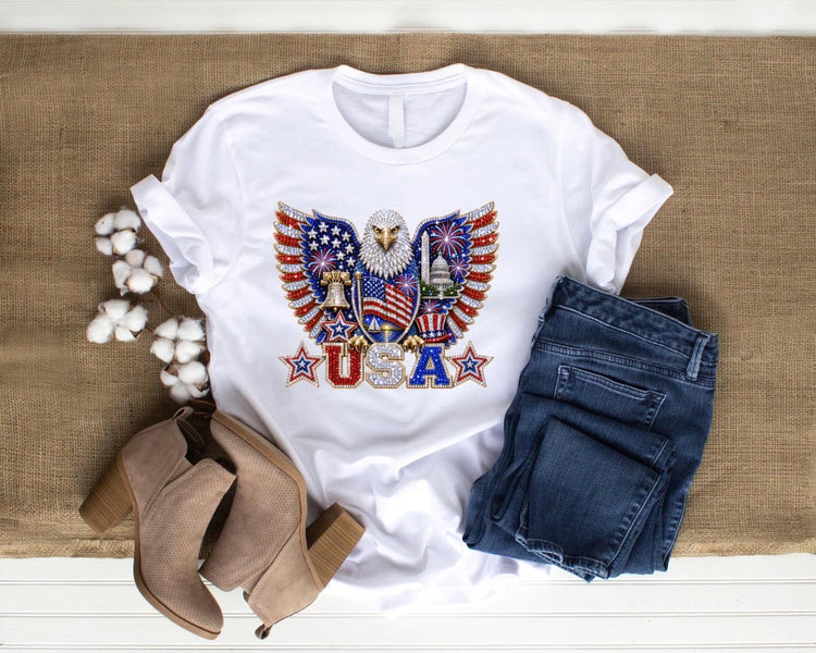 Faux bling Fourth of July eagle design