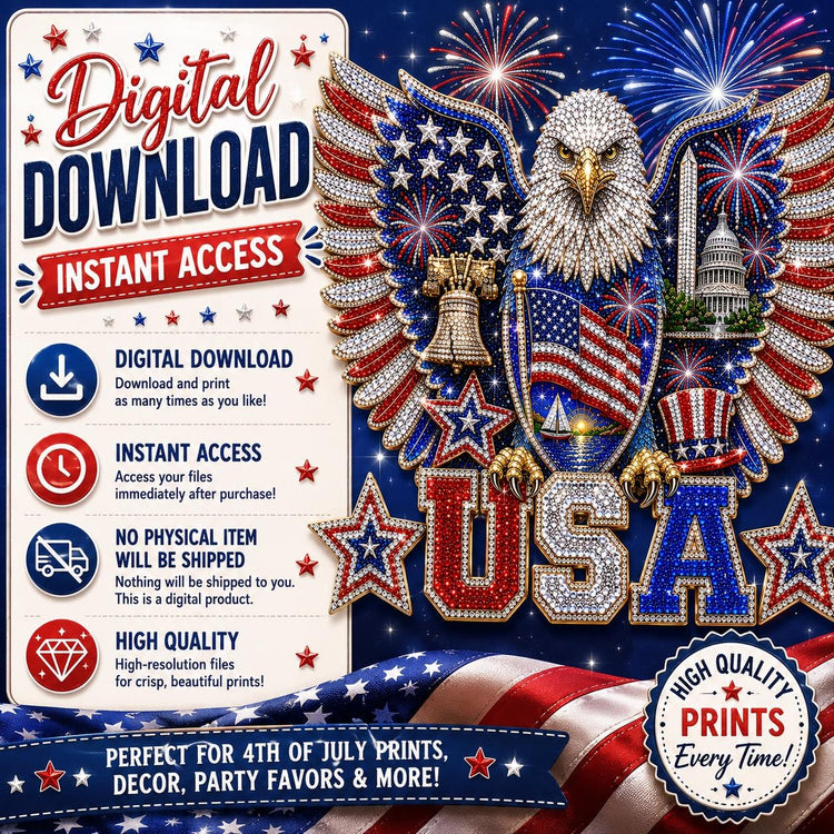 Faux bling Fourth of July eagle design